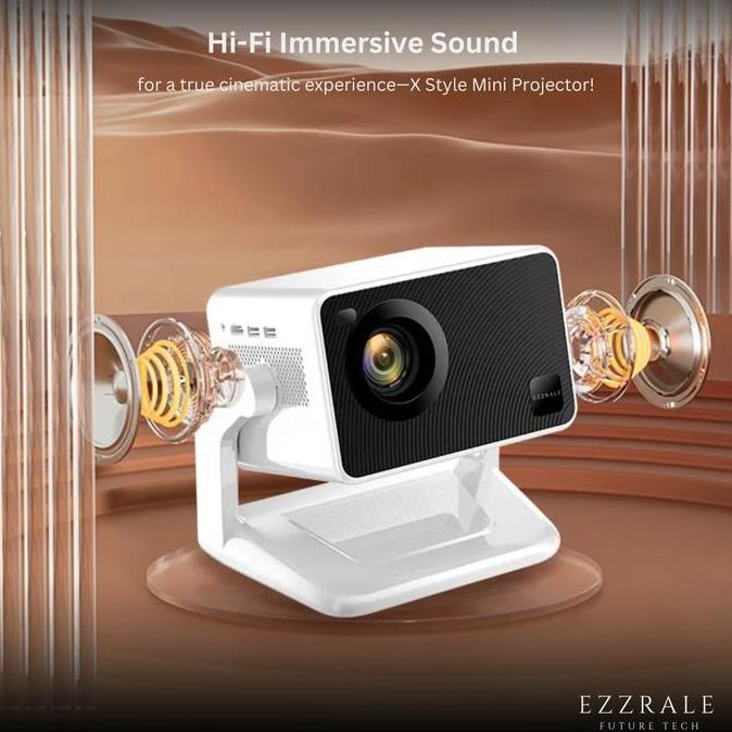 EZZRALE SMART PROYEKTOR LCD X STYLE MINI 720P 3500 Lumens Smart Android Projector 9.0 FREE BAG GM