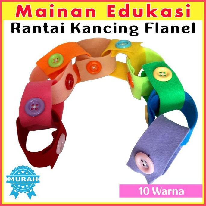 Mainan edukasi Mengancing RANTAI FLANEL dengan kancing, Sensory Play Montessori Toys
