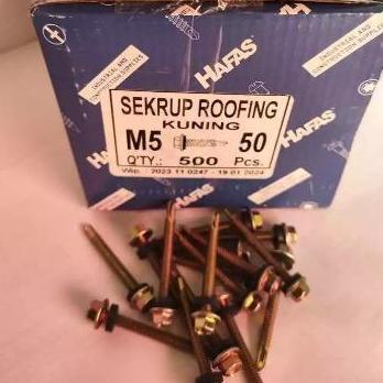 TERBARU - Sekrup roofing kuning M5 x 50 Hafas Per Kotak // SDS 12 x 50 // Drilling 5 cm