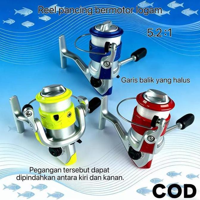 tarmijahseller - reel pancing spinning berlapis elektro dengan mekanisme logam 5.2:1 garis balik hal