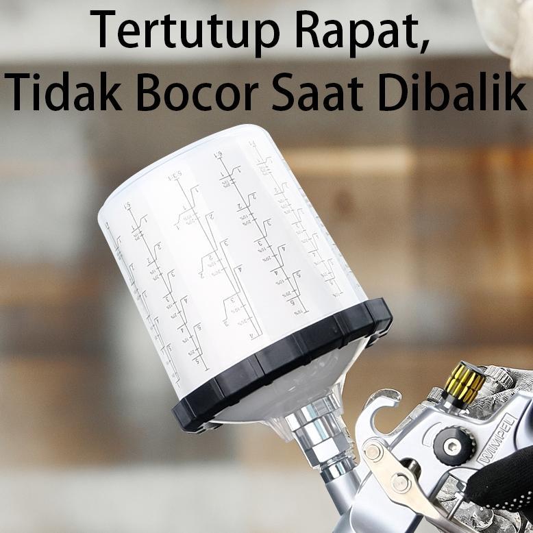 (Lestary) Mixing Cup Spray Gun Set 400ml 600ml Full Set Gelas Takar Cat Snap Lid Colad System Includ