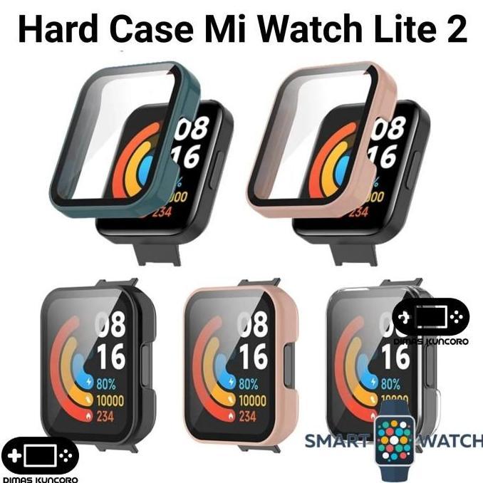 Hard Case Mi Watch Lite 2 cover bumper casing tempered glass screen guard protector anti gores antig