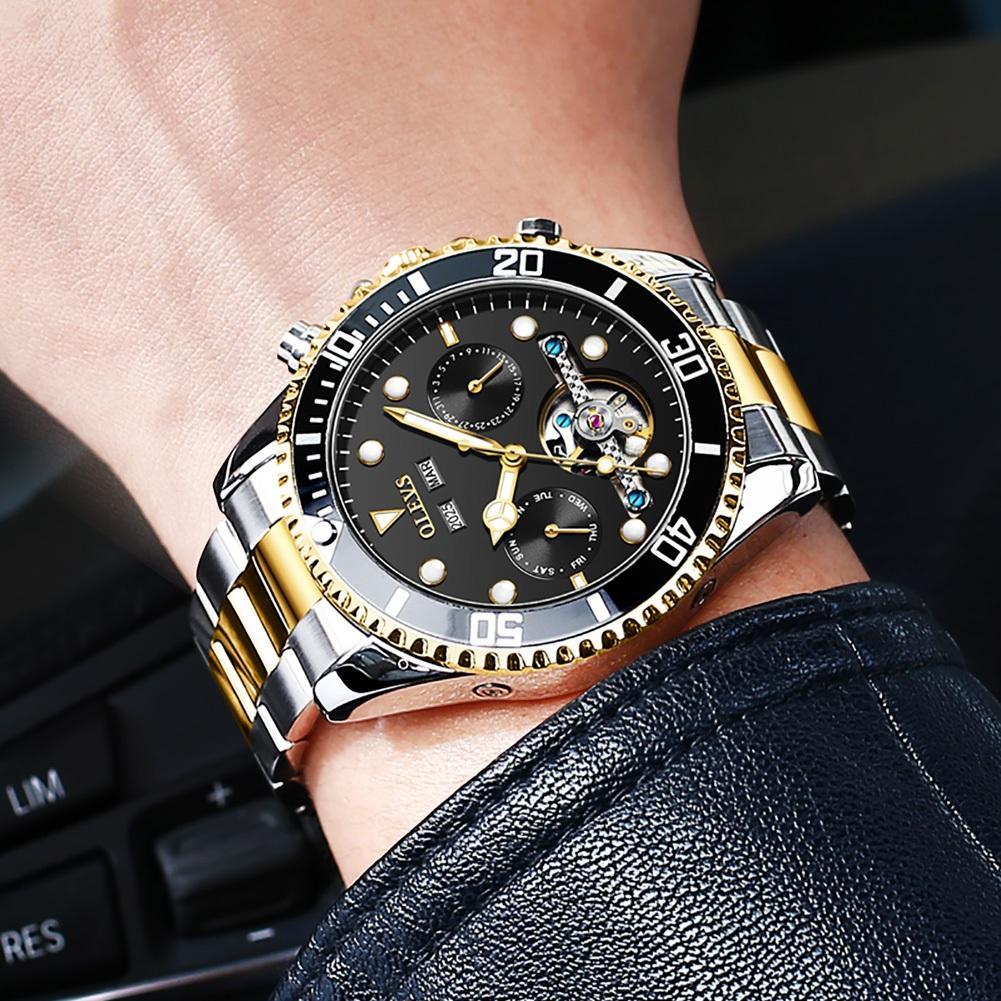 Olevs Jam Tangan Automatic Pria Original Anti Air Mewah Multi-Function Watch Men Cod