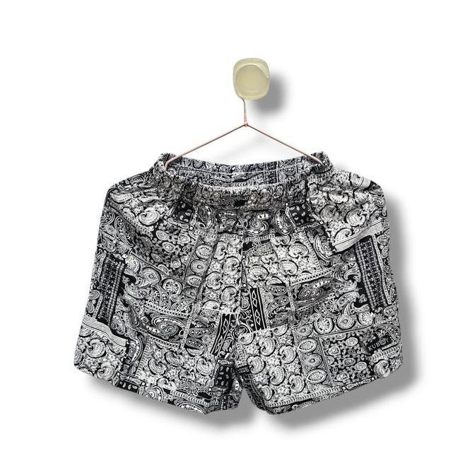 Celana Boxer Bali Kuboy Batik Rayon Pria Dewasa Kolor Pendek Santai Unisex Hitam Shorts Motif Katun