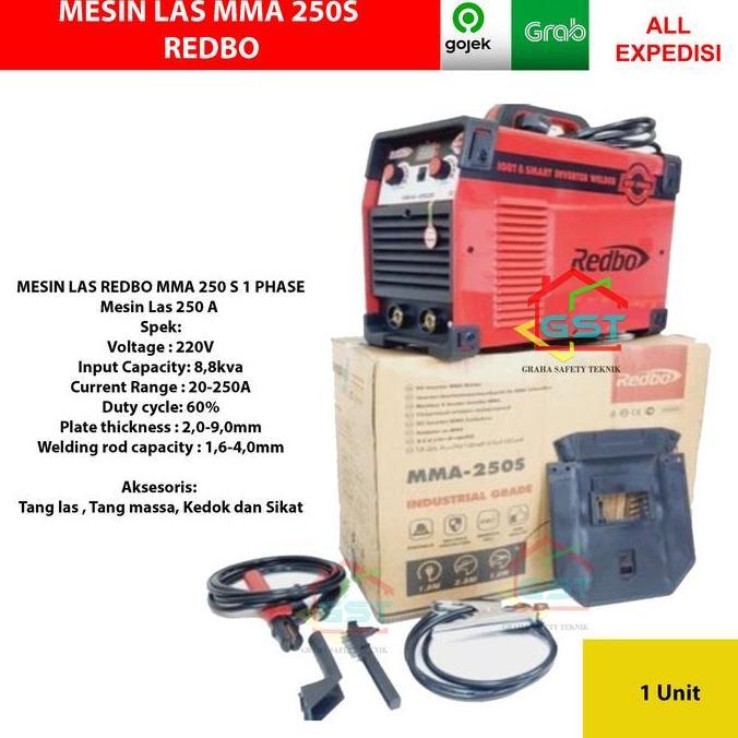 mesin las mma 250 ampere REDBO inverter travo las 250s