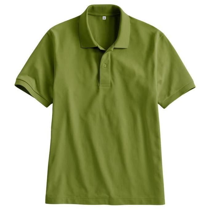 Kaos Polo Shirt Kerah Polos Warna Hijau Lumut / Atasan Pria Kaus Polo Lengan Pendek