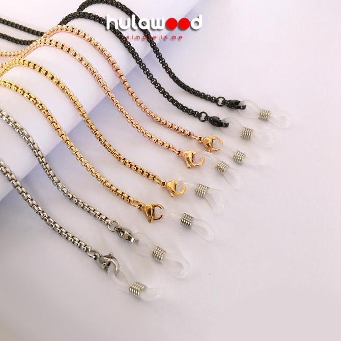 Rantai Kacamata Titanium Stainless Anti Karat Pria Wanita Fashion