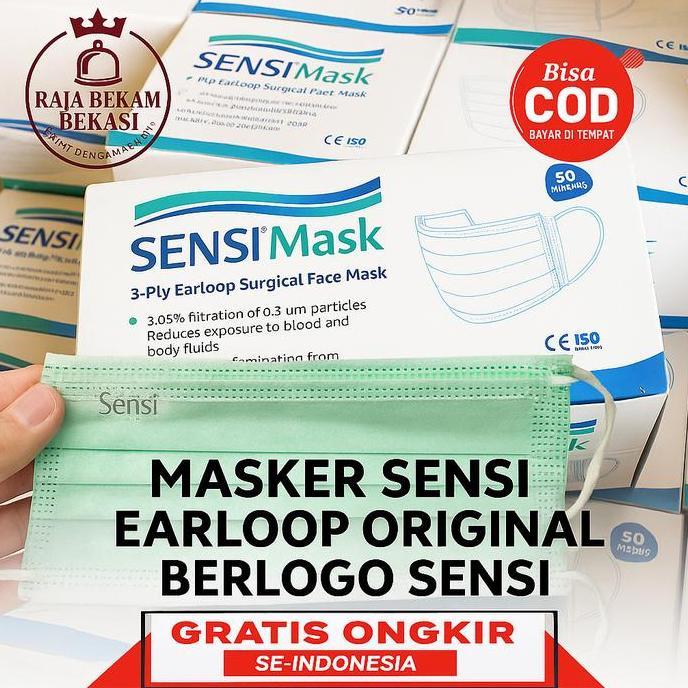 Masker SENSI EARLOOP Isi 50 / Sensi Masker bedah / Masker Surgical Mas