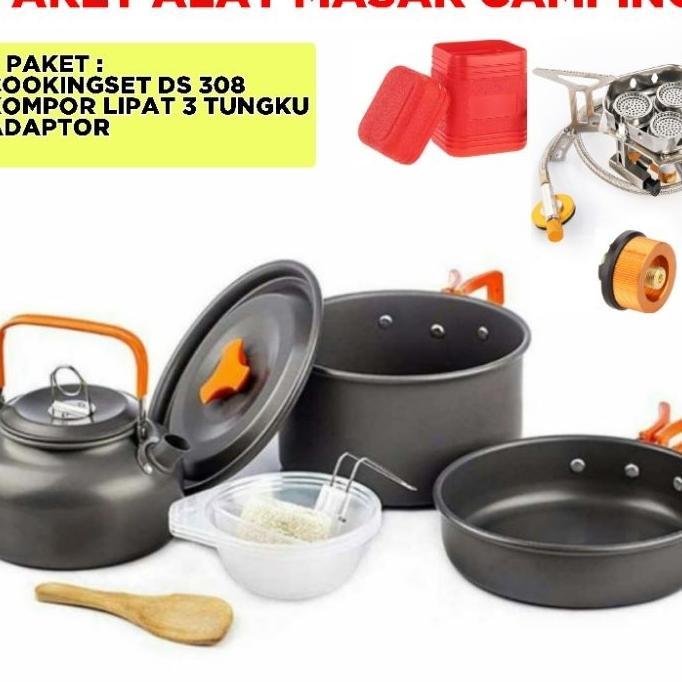 Paket Alat Masak Outdoor Hiking Camping Cookingset Dan Kompor