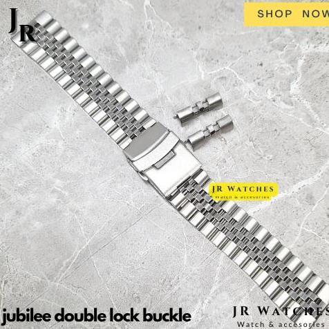 Solid Jubilee Bracelet Double Lock Buckle Tali Jam Rantai Strap