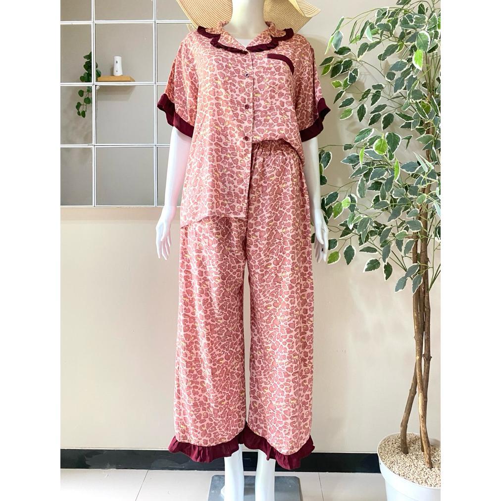 ORIGINAL SET ARA RUFFLE PIYAMA KOMBINASI JUMBO RAYON VISCOSE