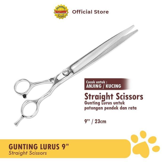 GUNTING LURUS 9 INCH | GUNTING GROOMING ANTI KARAT | PET STRAIGHT SCISSORS FOR GROOMING