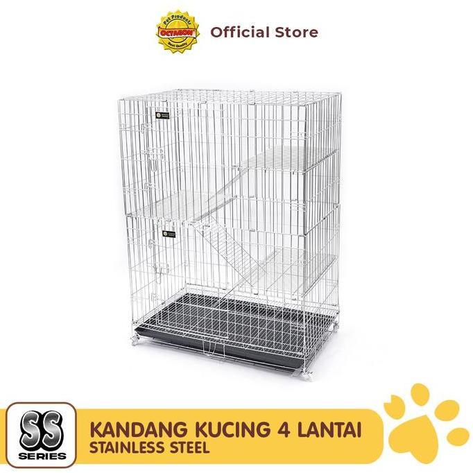 KANDANG OCTAGON - KANDANG KUCING TINGKAT 4 STAINLESS STEEL | KANDANG ANTI KARAT DAN TAHAN LAMA