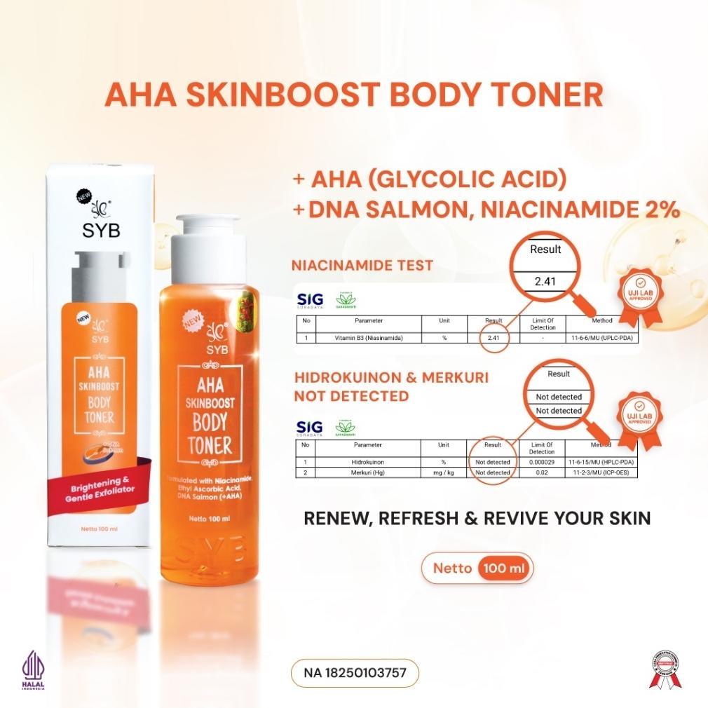 Syb Aha Skinboost Toner Badan 100Ml & 250Ml || With Vitamin C || Ethyl Ascorbic Acid (Eaa) || Dna Sa