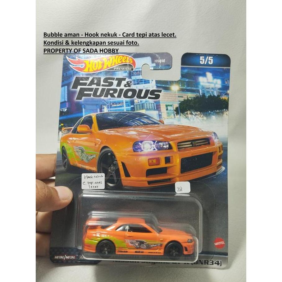 HOT WHEELS PREMIUM FF NISSAN SKYLINE GT-R R34 ORANGE CADATOYS