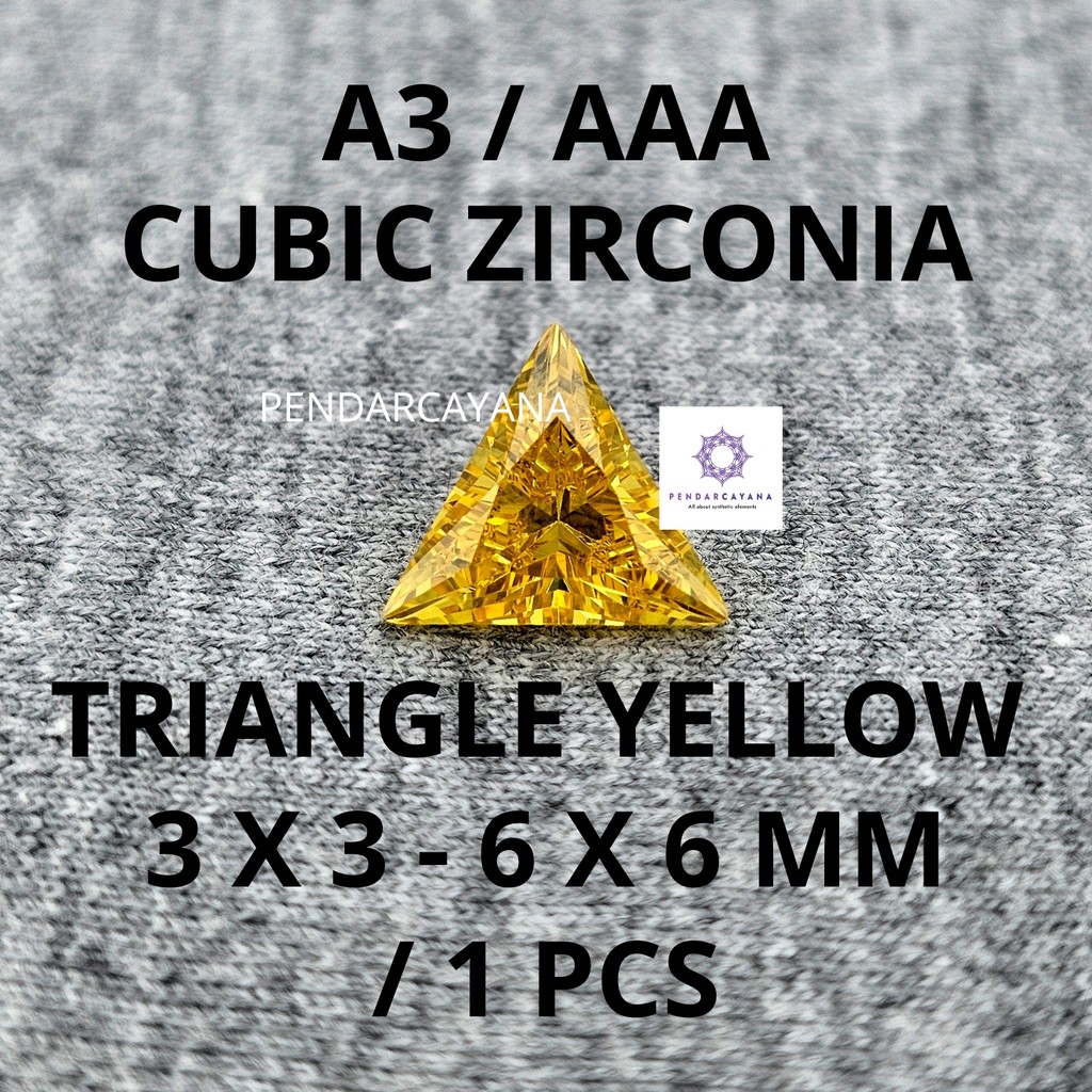 CUBIC ZIRCONIA A3 / AAA 3X3 - 6X6 MM TRIANGLE YELLOW / 1 PCS