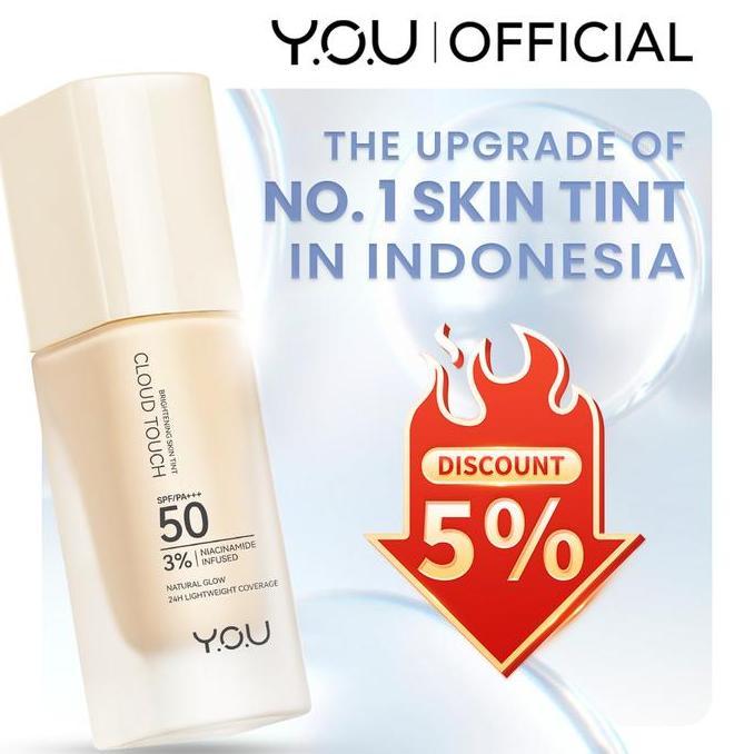 YOU Cloud Touch SPF 50++ Perfect Coverage Blurring Skin Tint 3% Niacinamide Brightening Acne Defense