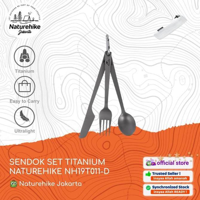 SENDOK SET TITANIUM NATUREHIKE NH19T011-D GARPU PISAU CAMPING PORTABLE