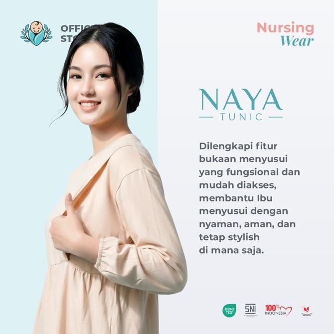 BAYIKU.ID Naya Tunic Ruffle Busui Kaos Oversize Tunik Lengan Panjang Bukaan Samping Baju Menyusui Ko