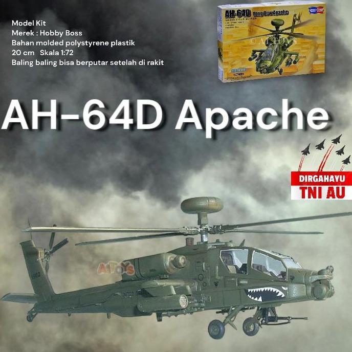 Model Kit miniatur helikopter AH-64D Apache Hobby Boss 20 cm 1:72