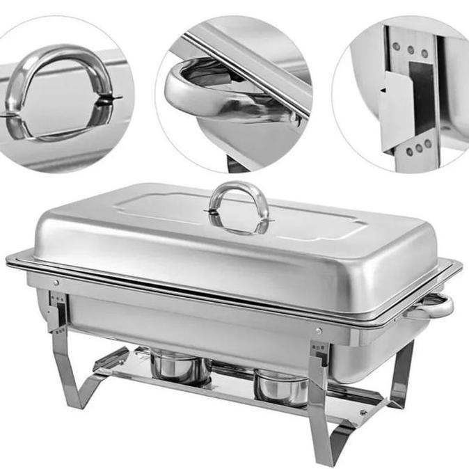 Terlaris Chafing Dish 11 Liter Stainless 2 Sekat / Tempat Prasmanan Wadah Saji Lauk Pemanas Makanan 