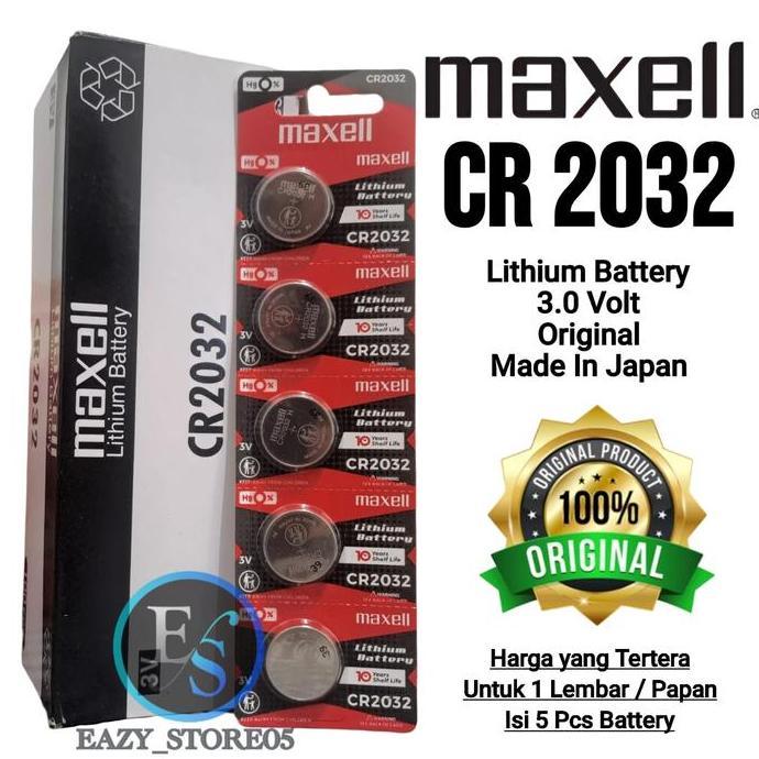 Baterai Maxell CR2032 3V Original Made In Japan Lithium Battery Batre CMOS CR 2032 H