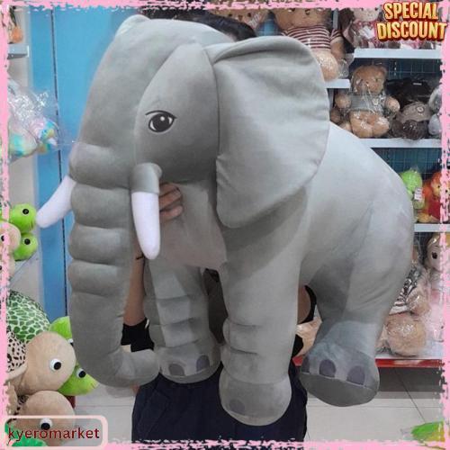 Boneka Gajah Besar Elephant Jumbo Abu-Abu Bahan Halus & Lembut Langsung Diproses