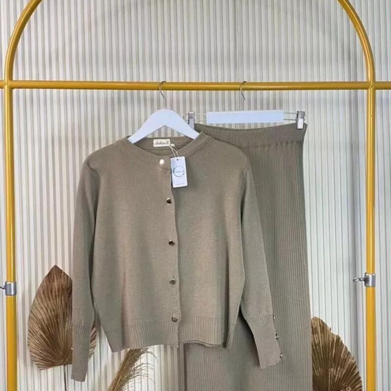 FAVORIT ONE SET AIRA CARDIGAN & ROK RAJUT WANITA PREMIUM-STELAN WANITA TERBARU