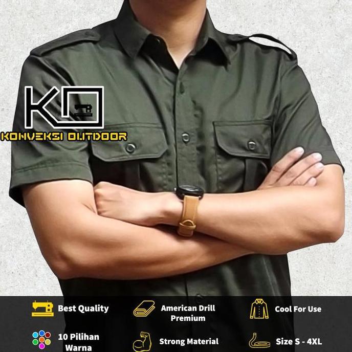 BAJU KEMEJA PDL PDH LAPANGAN OUTDOOR ATASAN PREMIUM PRIA LENGAN PENDEK- Seragam Kerja Kantor Group K