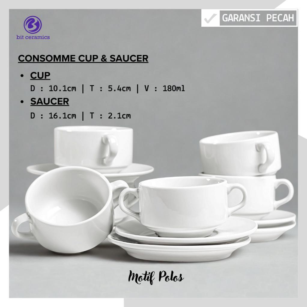 Consomme Cup & Saucer 180Ml / Mangkok Soup / Zuppa Soup Bitceramics / Csm - 1Psg