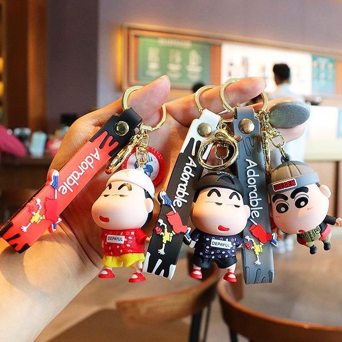 Kreatif Kartun Animasi Epoxy Gantungan Kunci Boneka Pria dan Wanita Lucu Mobil Gantungan Kunci Ranta