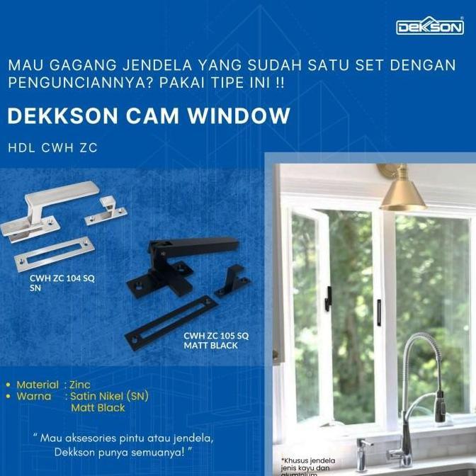 CAM WINDOW HANDLE DEKKSON CWH ZC 104 SQ MATT BLACK Kunci Handle Tarikan Jendela Kayu Rambuncis Kayu 