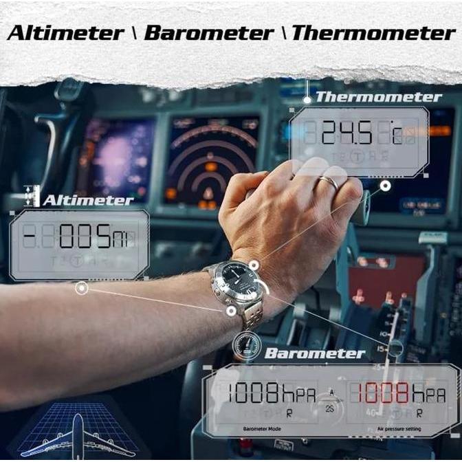 NORTH EDGE SNOW LEOPARD Jam Tangan Pria Altimeter Barometer Kompas