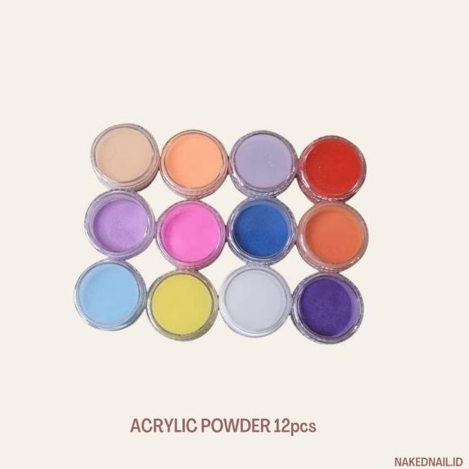 Acrylic powder 12 warna set nail art 3D colors acrylic powder / bubuk akrilik 3d / akrilik powder