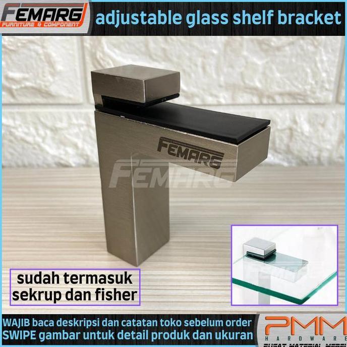 PENAHAN / PENJEPIT KACA WASTAFEL /RAK FELTERRE PENAHAN RAK ADJUSTABLE