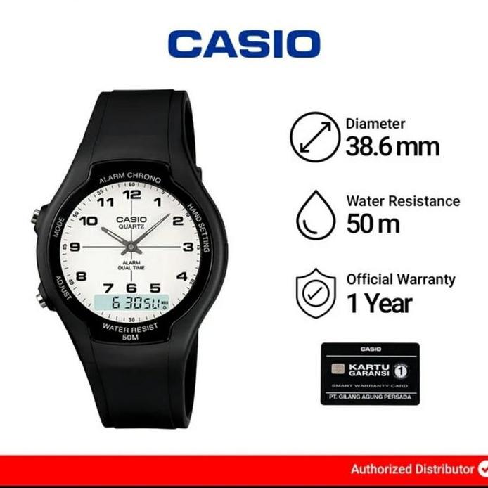 JAM CASIO ORIGINAL AW90H AW-90H-7B JAM CASIO PRIA DIGITAL KARET