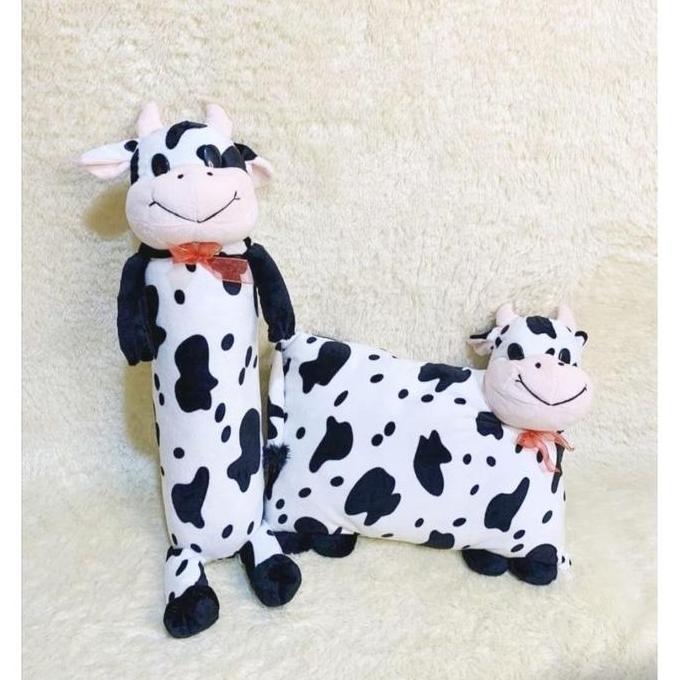 Bantal dan Guling Karakter Sapi 40x30 CM & 50 CM Boneka Import Kain Halus Isi Kapas 100% Aman untuk 