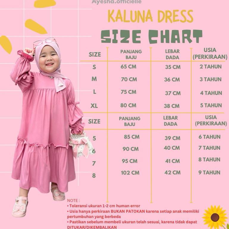 Best Seller Ayesha-Kaluna Gamis Anak 2-9 Tahun Shakila Premium