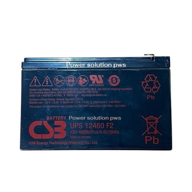 Battery Original CSB UPS 12460 F2 12V 460W / Pcs / 9.6V / 5 Min CSB UPS12460 F2 12V 460W/PCS/9,6V/5M