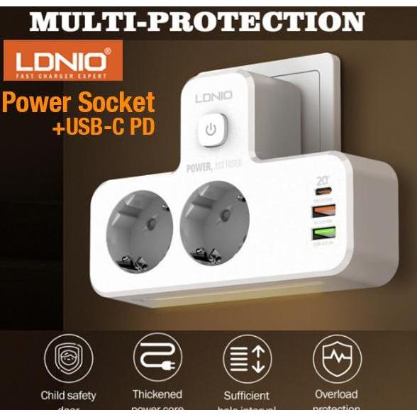 STOP KONTAK USB TEMBOK LDNIO 3 LUBANG PORT POWER STRIP CHARGER