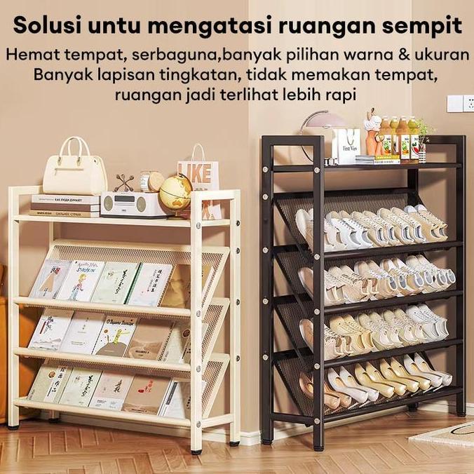 Rak Sepatu Sandal 3/4/5 Susun Rak sepatu Sandal Tempat Rak Sepatu besi Kokoh Anti Karat Struktur Kok