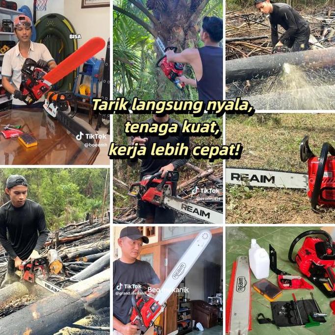 REAIM MESIN POTONG KAYU 58CC 22INCH CHAINSAW 2TAK UNTUK GERGAJI MESIN ALAT OUTDOOR MESIN GERGAJI KAY