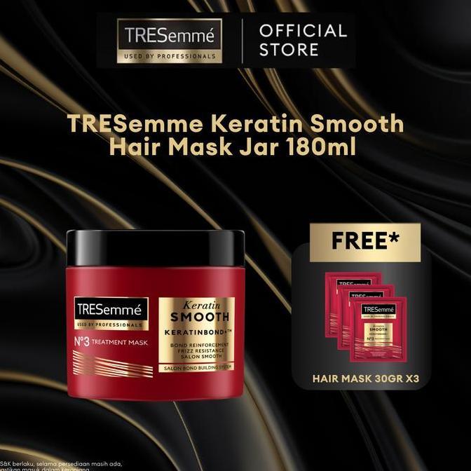 [FREE 3xHair Mask 30g] Tresemme Keratin Deep Smoothening Hair Mask Perawatan 180ML