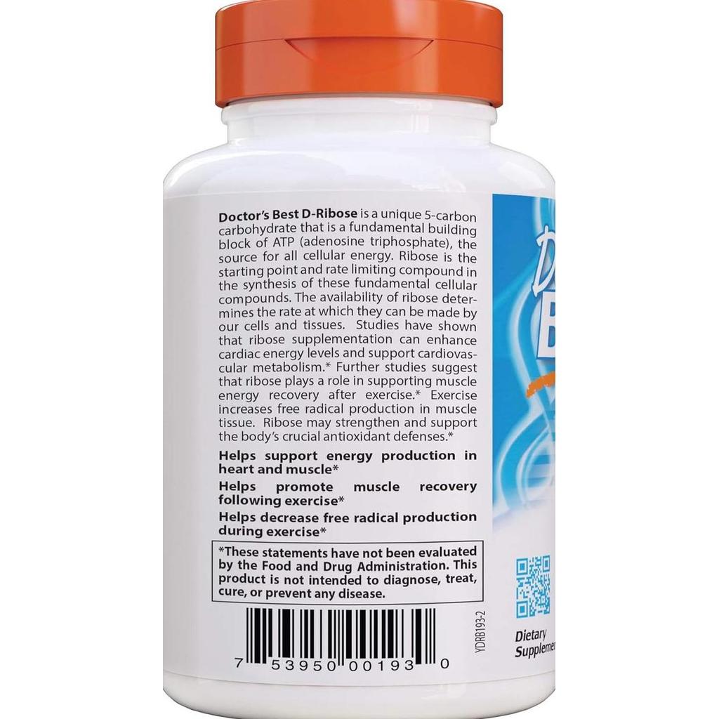 Doctor'S Best D-Ribose Bioenergy Ribose Energy Enhancement 850Mg 120Ca - Original
