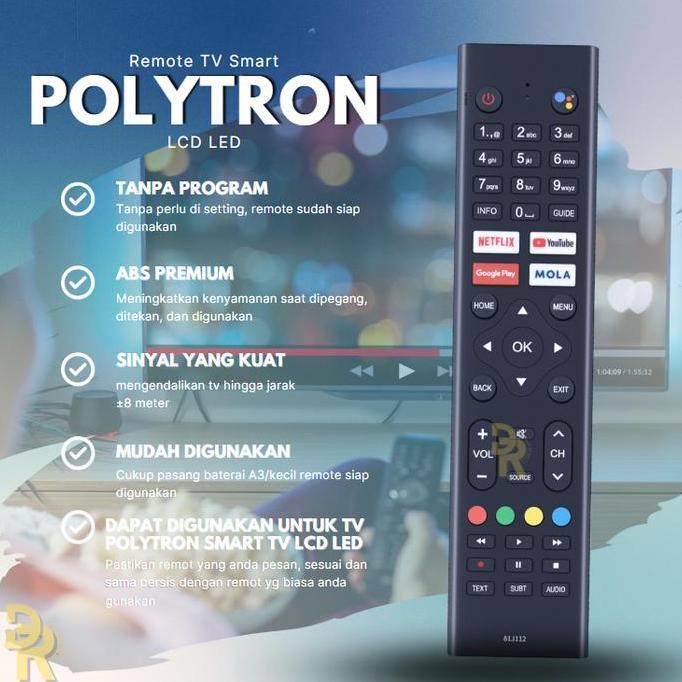 Remot Remote TV Polytron SMART TV Android LCD LED 81J112 tanpa setting PLD 32AG9953 PLD 43AG9953