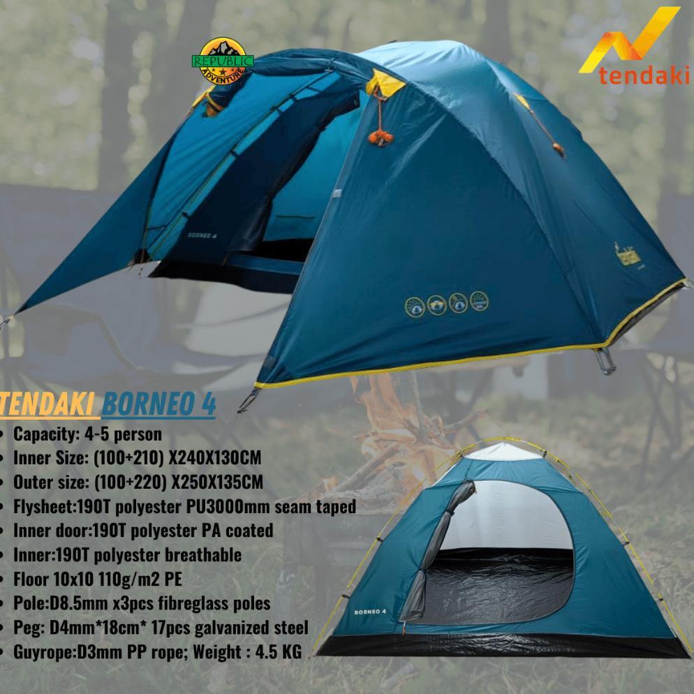ORIGINAL Tenda Tendaki Borneo 4 Kapasitas 4-5 orang Tenda Camping Outdoor LWY Compass 2P - 4P