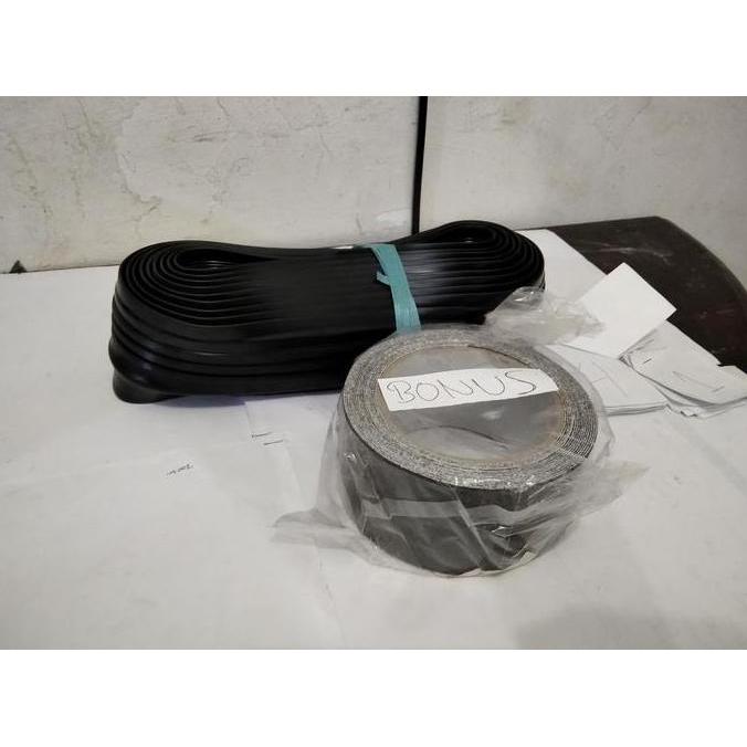 GARIS KARET STEP HITAM POLOS PANJANG 4 METER LAKBAN ANTI LICIN 2 INCH