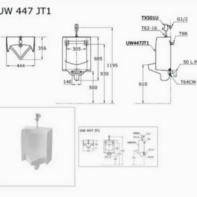 URINAL TOTO UW 447 JT1 / URINOIR TOTO UW447JT1 / URINAL TOTO ORYGINAL