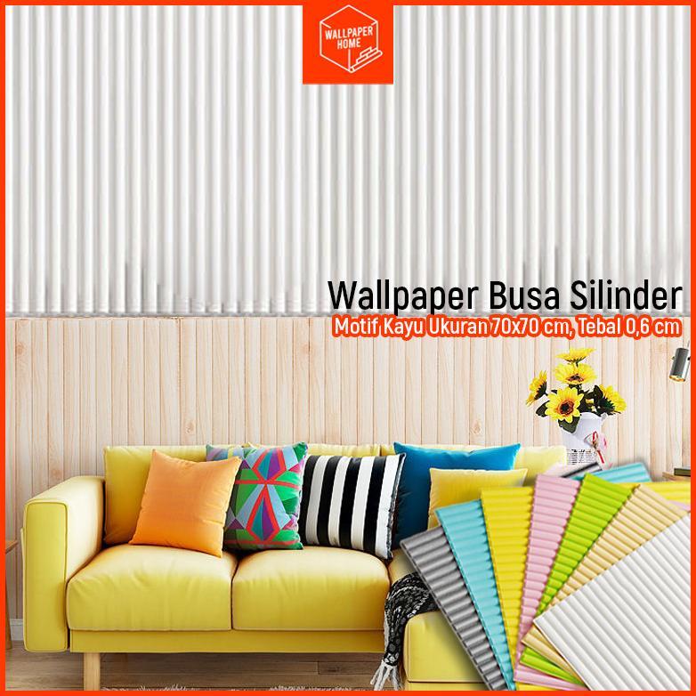 PREMIUM WALLPAPER HOME Dinding Foam 3D Motif Kayu Silinder / Stiker Dinding Plafon Dekorasi Kamar 70
