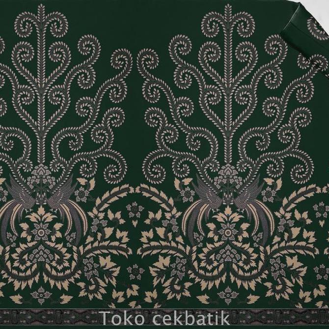 [] kain batik - Kualitas Ekspor Motif Batik Burung Kembar Sogan V9 (Hijau Botol)